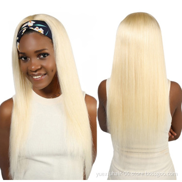 High Feedback Customize wholesale cheap 100% raw Virgin remy Human Hair Mink Brazilian Blonde 613  Lace closure Front Wig vendor
